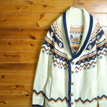 TITICACA 티티카카 가디건 베이지 네이비 브라운 울 L 구제 의류