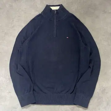 Tommy Hilfiger 하프 지퍼 니트 스웨터 네이비 BU46