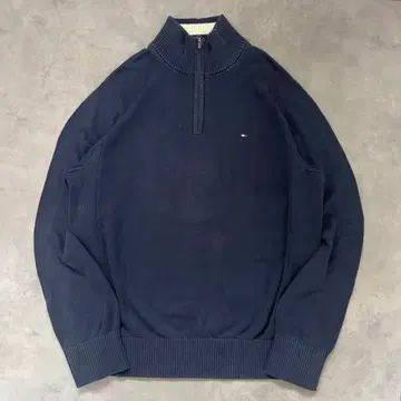 Tommy Hilfiger 하프 지퍼 니트 스웨터 네이비 BU46
