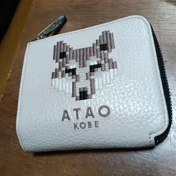 ATAO 접이식 지갑 여우 자수 화이트