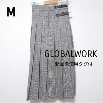 퀼트 체크 플리츠 롱 스커트 글로벌 워크