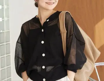 블랙 SLOBE IENA 시어 라미 가디건