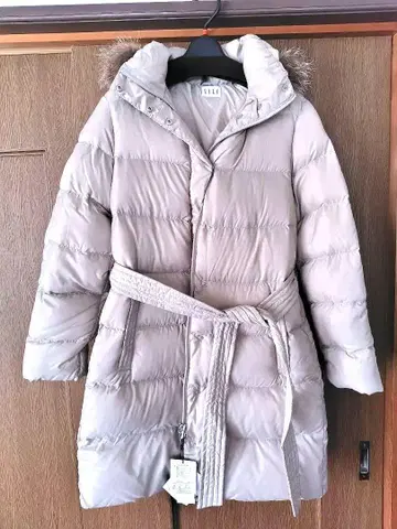 ELLE 후드 부착 다운 자켓 베이지
