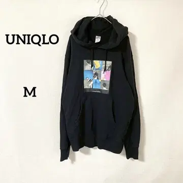 [유니클로] 후드티 M 블랙 면100% 콜라보 호시노 겐 긴팔 프린트