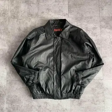 80s Vtg 블랙 리얼 레더 봄버 재킷