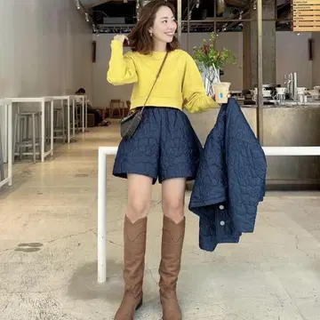 링커블 데님 퀼트 숏팬츠