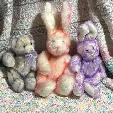 빈티지 봉제 인형 세트 토끼 곰 팬시 귀여운