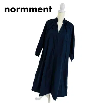 normment 노먼트 포플린 개더 원피스 네이비