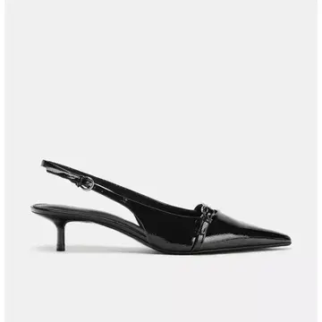 ZARA 페이턴트풍 키튼 힐 슬링백 슈즈
