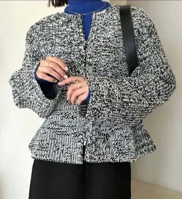 멜란지 페플럼 가디건