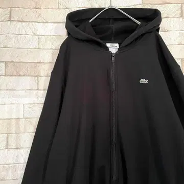 LACOSTE 라코스테 지퍼 후드티 자수 안감 파일 블랙
