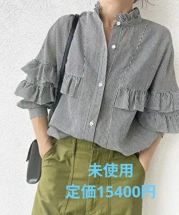 [ 미사용 ] 스픽 앤 스팬 코튼 실크 티어드 프릴 블라우스