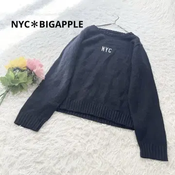 NYC*BIGAPPLE [ L ] 니트 상의 리브 등번호 88 스트레치