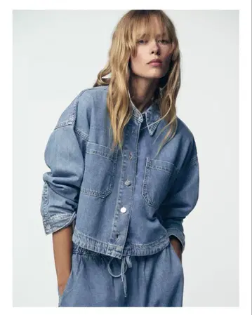 ZARA Z1975 숏 데님 셔츠 XL