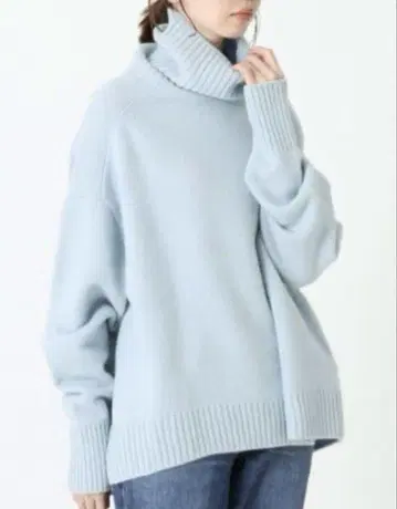 캐시미어 혼방 IENA AQUA 하이넥 와이드 풀오버 니트 터틀