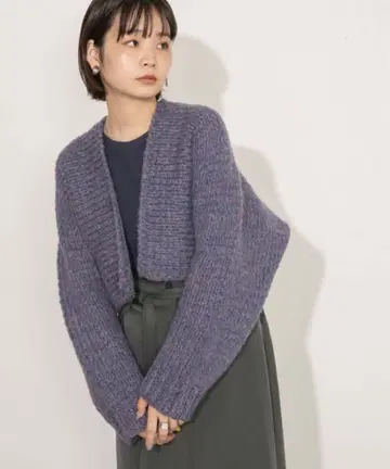 KBF 로우 게이지 숏 니트 가디건