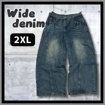 [ 2XL ] 새상품 레트로 워시 와이드 데님 배기 청바지 y2k