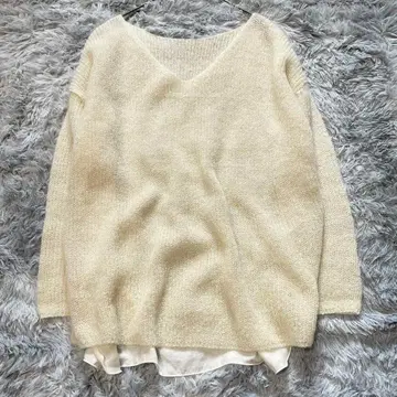 Spick and Span 모헤어 니트 라메 믹스 이소재 도킹 스웨터