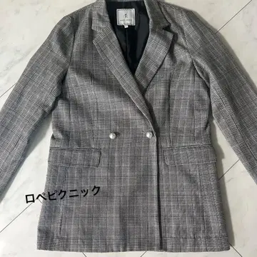 새상품급 ROPE PICNIC 체크 무늬 테일러드 자켓 38 펄 버튼