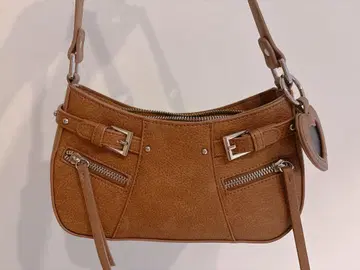 MOUSSY 키 체인 콤비 백 브라운 숄더백