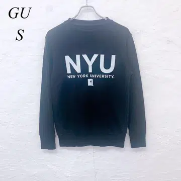 e5376 GU NYU 로고 맨투맨 블랙 남성용 S 트레이닝복 칼리지풍