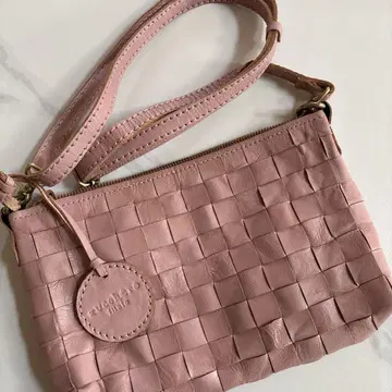 핑크 뜨개질 가죽 숄더백 zucchero filato