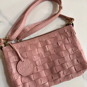 핑크 뜨개질 가죽 숄더백 zucchero filato