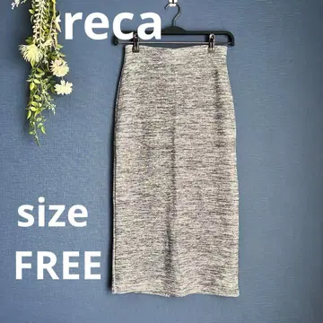 reca [ FREE ] 리브 니트 타이트 스커트 허리밴딩 슬릿 그레이