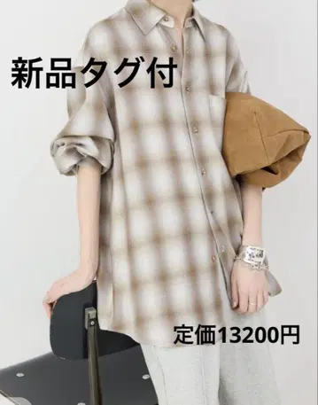 택 포함 새상품 SLOBE IENA 드레이프 체크 루즈 셔츠