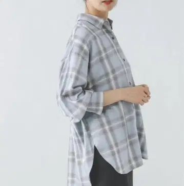 글로벌 워크 라메 체크 셔츠 M 사이즈 라메 체크 셔츠