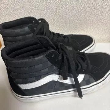 반스 VANS 24.5 블랙 화이트 블랙 스웨이드 하이컷 SK8-HI