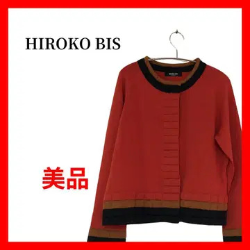 HIROKO BIS 리브 절개 배색 니트 자켓 B2009