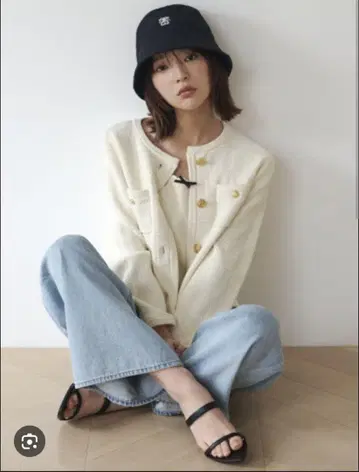 SNIDEL 트위드 니트 자켓 아이보리 완판템