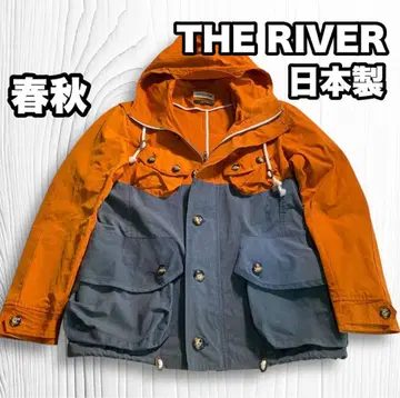 THE RIVER 일본제 마운틴 후드티 오렌지/그레이 블루종 M