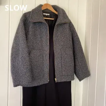 SLOW 블루종 자켓 푸들 퍼 사이즈 38 그레이 23구