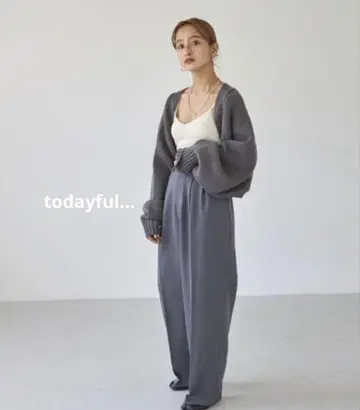 todayful 더블 페이스 슬리브 니트 그레이