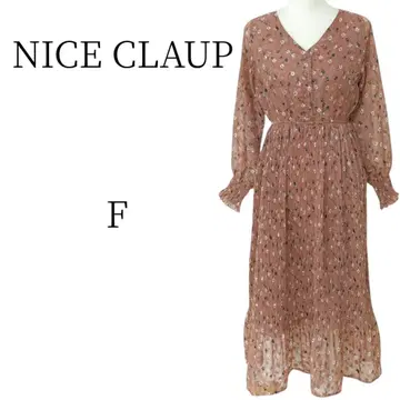 새상품급 NICE CLAUP 핑크 계열 롱 플리츠 원피스 F