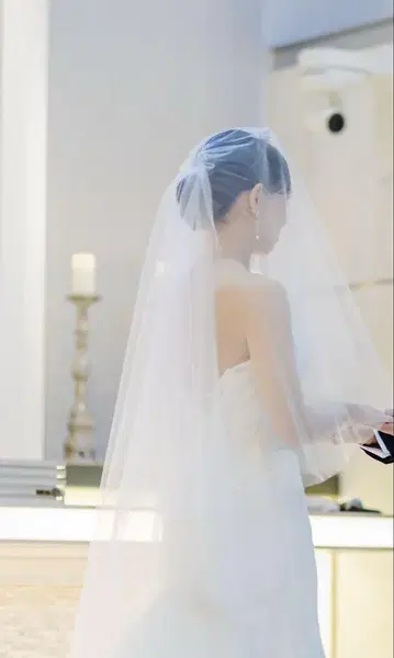 웨딩 베일 롱 라메