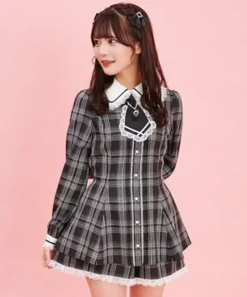 Secret Honey 셋업 블랙 체크 지뢰 양산