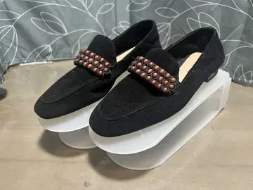 ZARA 블랙 프릿 스웨이드 비즈 로퍼