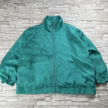 80s 실크 100% 빈티지 자켓 그린 자수 패턴 디자인 레어