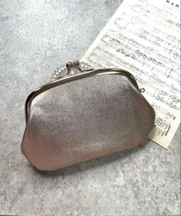 모자 가마구치 미니 지갑 천연 가죽 골드