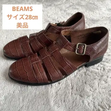 BEAMS/구르카 샌들/28cm/빔즈 브라운 크로커다일풍 가죽