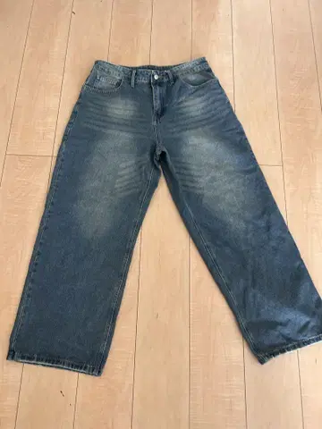 블루 데님 와이드 레그 팬츠