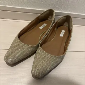 골드 글리터 플랫슈즈