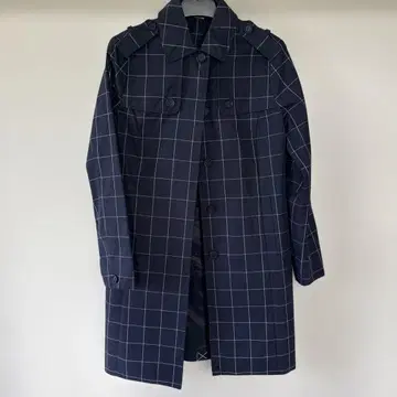 [ 새상품 ] Brooks Brothers 네이비 체크 무늬 트렌치코트