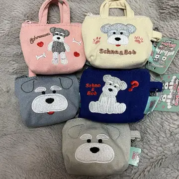 슈나우저 강아지 슈나와 밥 미니어처 토트 키링 미사용 새상품 5종