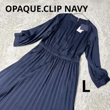 [택 포함 새상품] OPAQUE.CLIP NAVY 새틴 플리츠 원피스