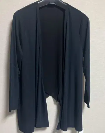 카와이 오카다 골지&쉬폰 가디건 블랙 LL 새상품 미사용품