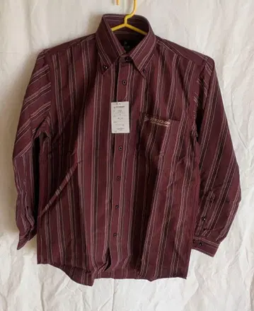 DUNLOP 와인 레드 스트라이프 긴팔 셔츠 M